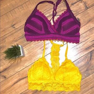 2 Lace Bra’s Mustard and Purple Size XL, XXL